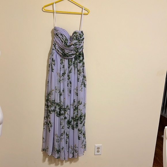 WHBM Floral Lavender strapless Maxi Dress women size 0 - Picture 4 of 11